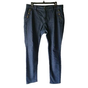12 - LOFT Curvy Skinny jeans mid-rise denim jeggings buttons blue women's L